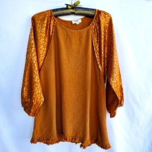 Umgee Brown/Orange Blouse Tunic, Size S (Preowned)